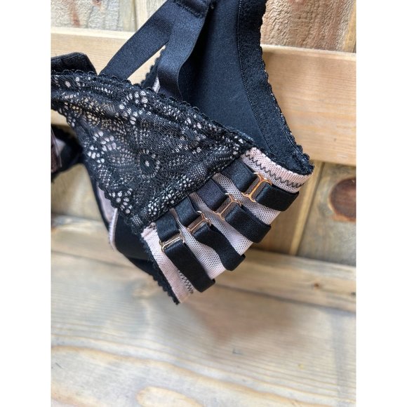 32DDD Victorias Secret Very Sexy Unlined Plunge Bra Black Nude Lace - Picture 5 of 6